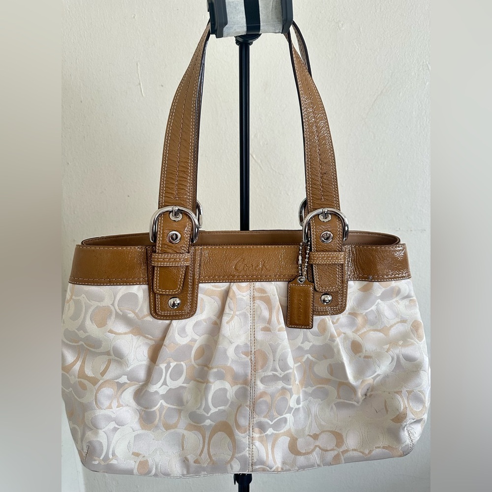 Coach Brown and Cream Shoulder Bag